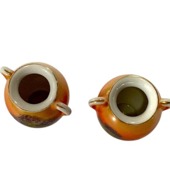 Vintage Pair of Noritake Hand Painted Handled Vases 3.25" High Made in Japan - Picture 4 of 6